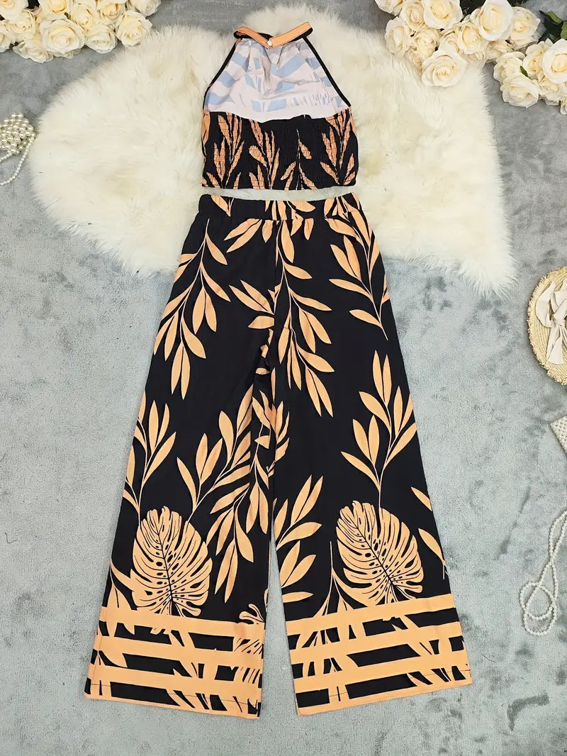 Zirina | Tropical Print Halter Two Piece Set