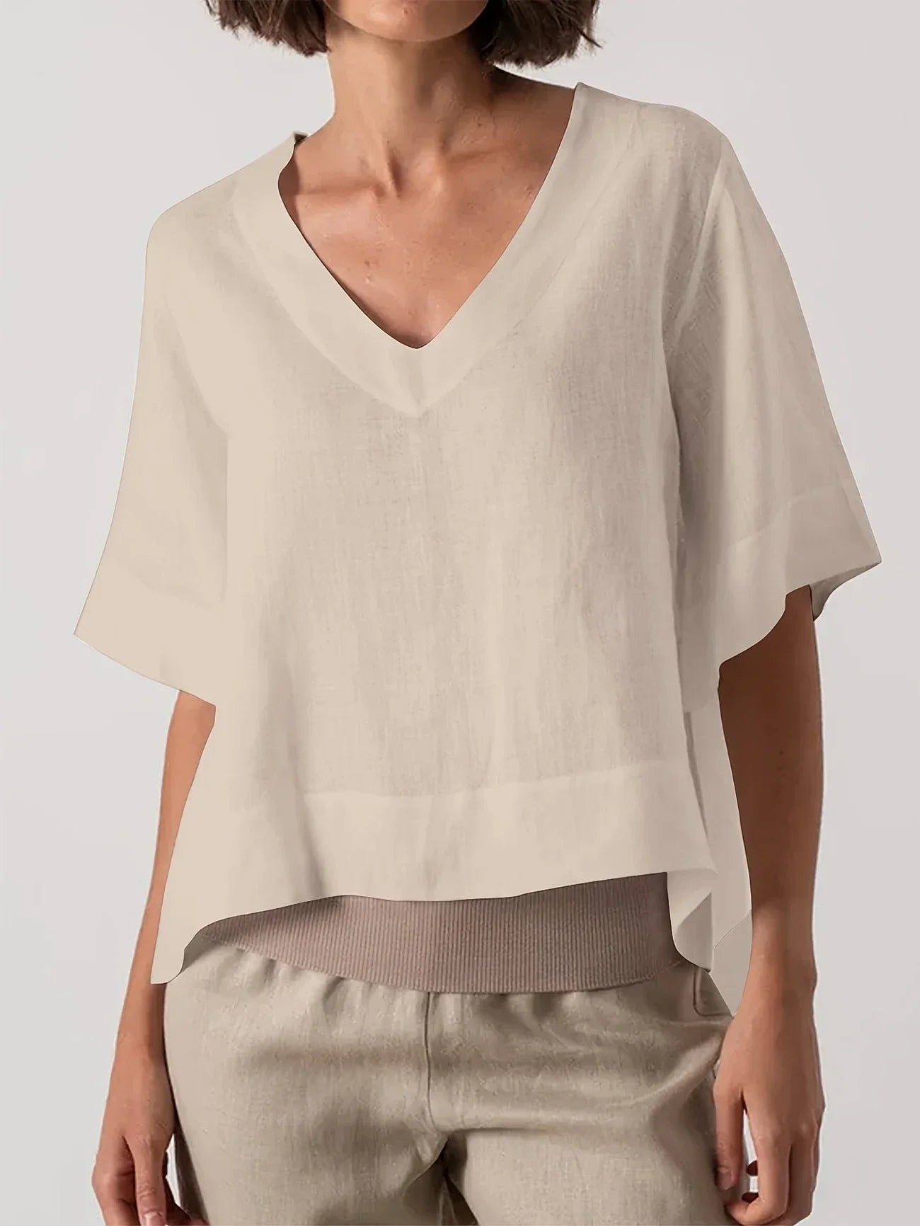 Mattea | V Neck Loose Short Sleeve Top