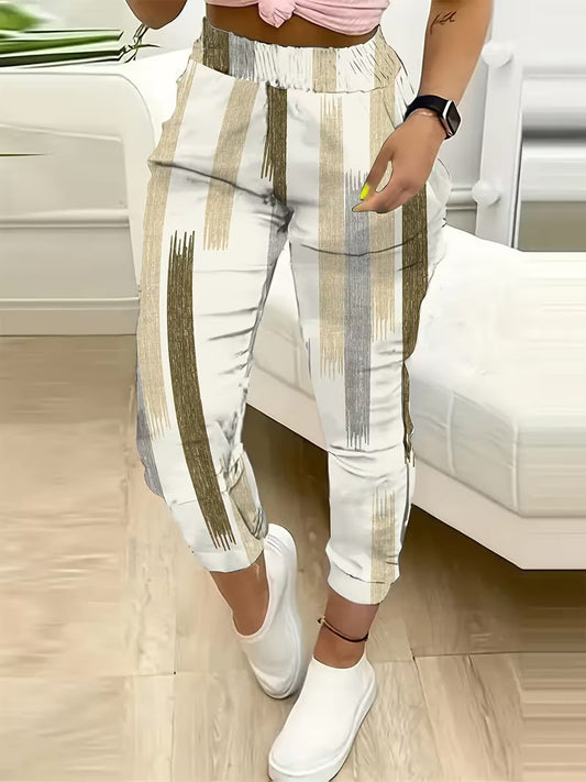 Faviana | Printed Elastic Waist Tapered Trousers