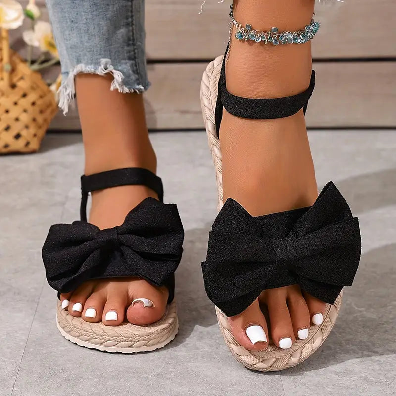 Michela | Bow Strap Flat Open Toe Sandals