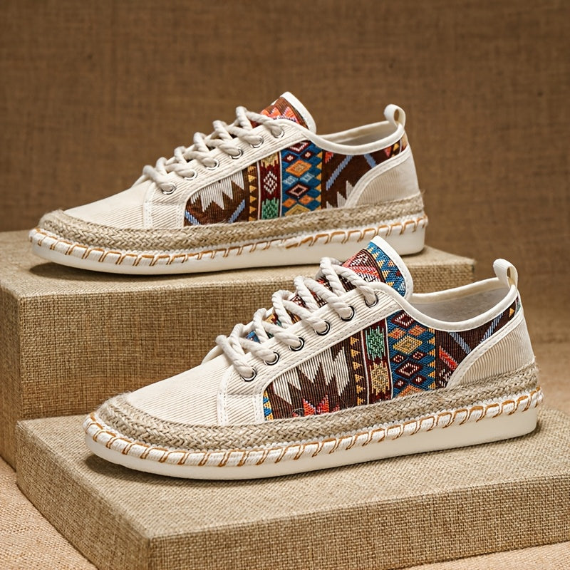 Malek | Espadrille Lace-Up Pattern Trainers