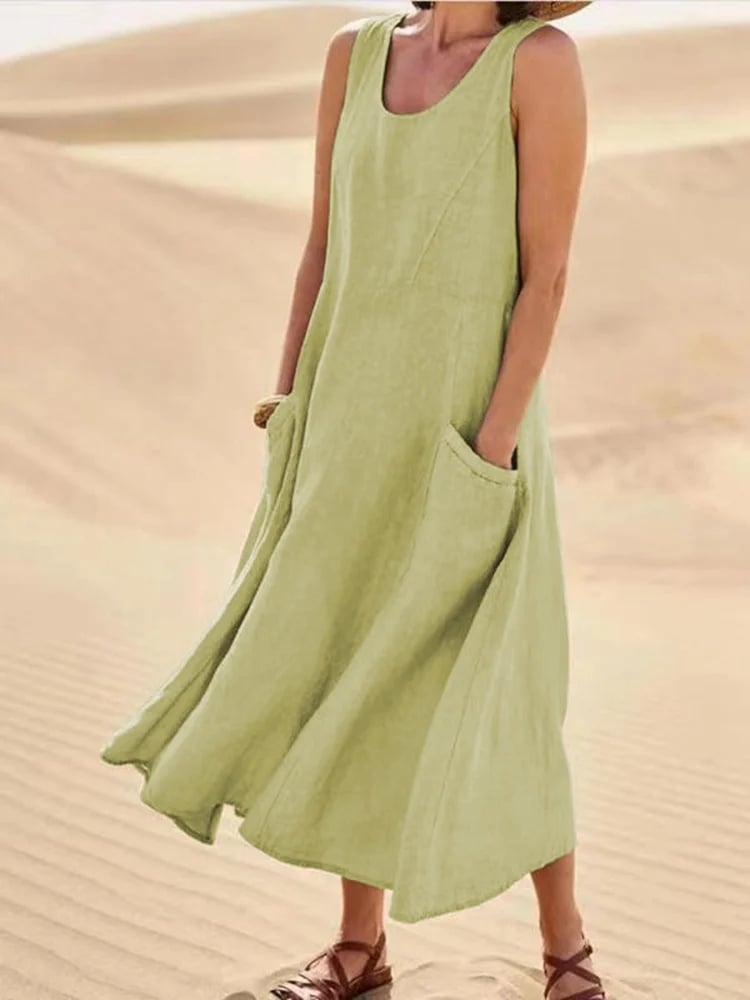 Zoha | Sleeveless Pocket Maxi Swing Dress