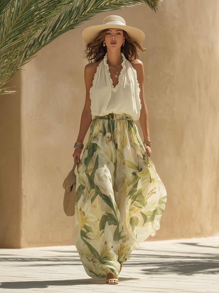 Mireella | Floral Halter Top Maxi Skirt Co-ord