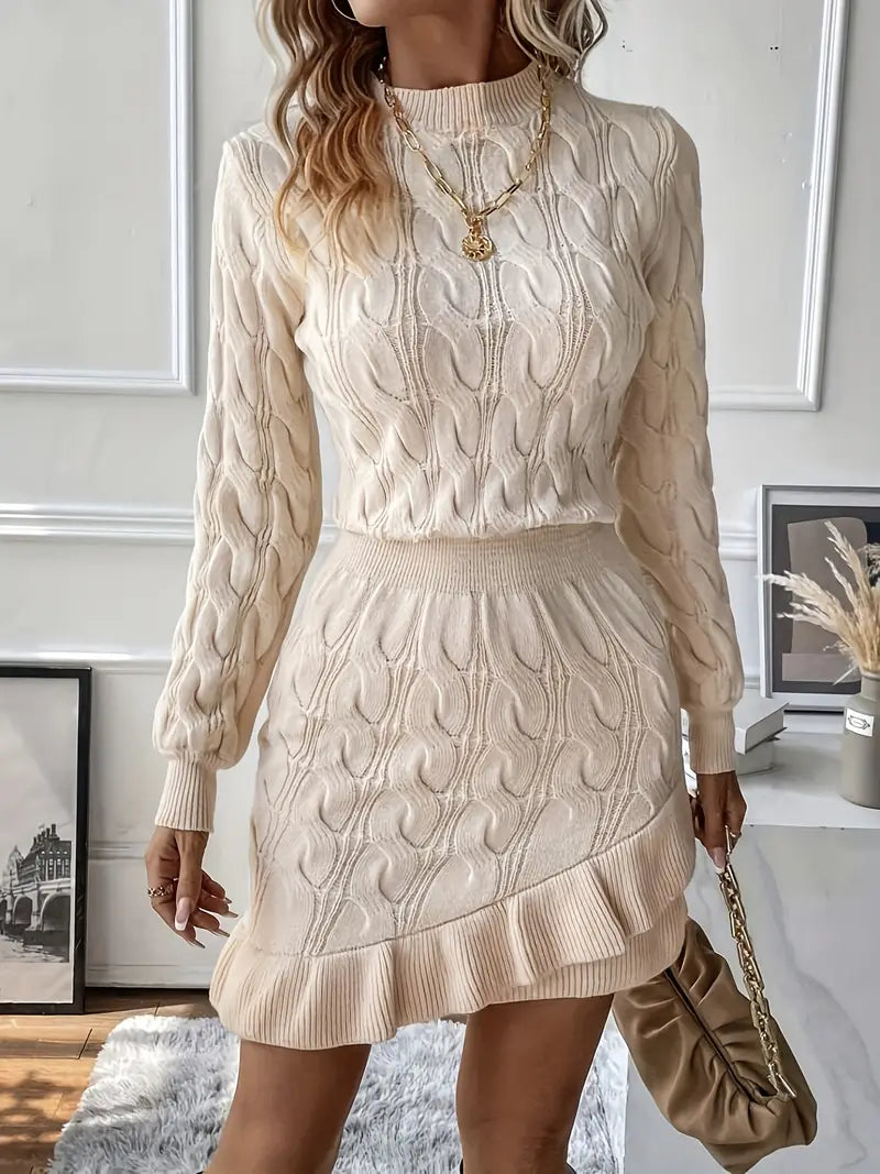 Katla | Knitted Cable Knit Long Sleeve Dress