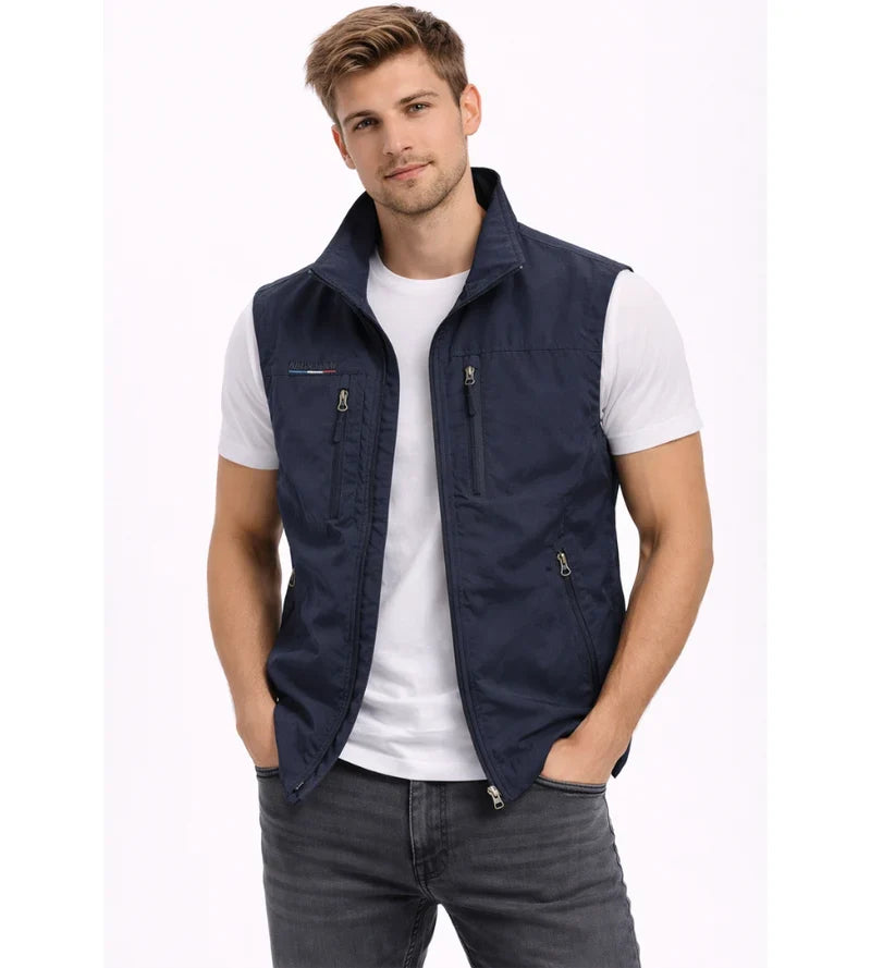 Albert | Utility Vest with Stand Collar and Zip Pockets