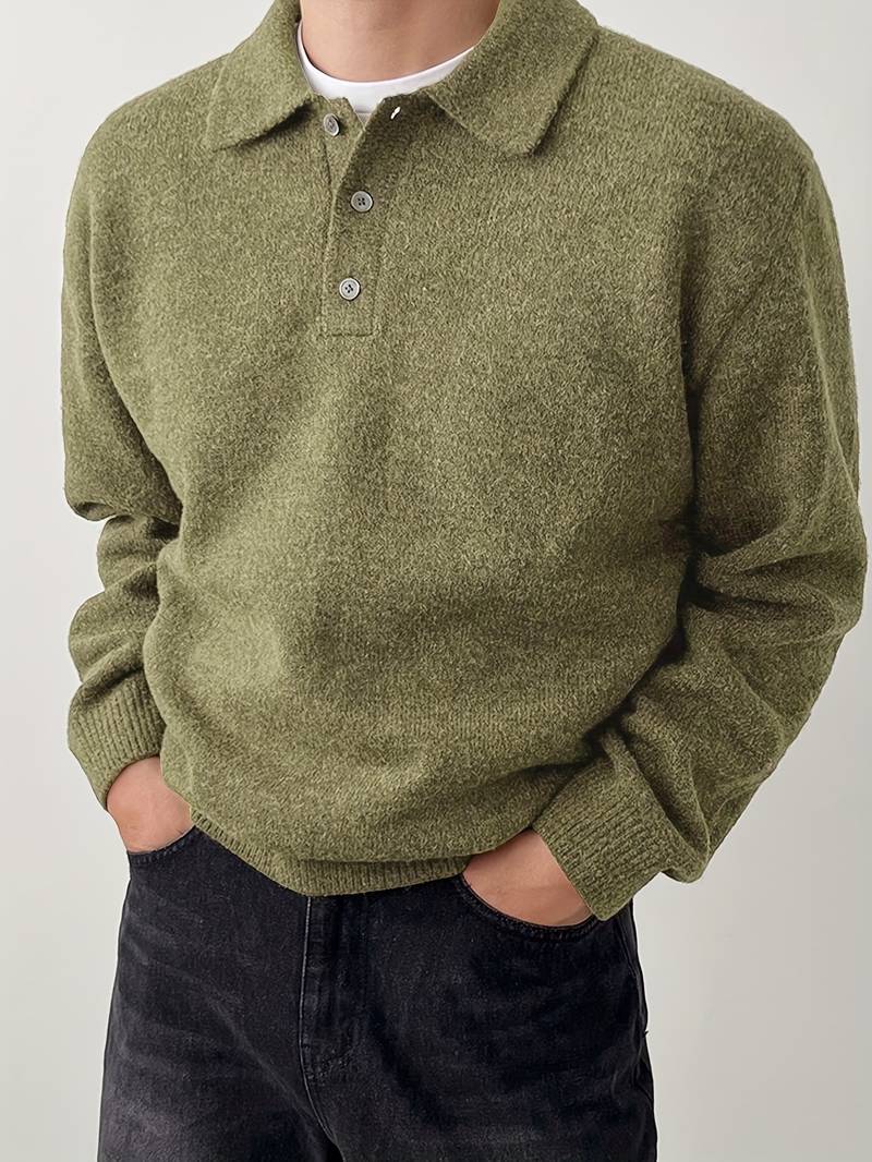 Eliran | Long Sleeve Textured Knit Polo Top