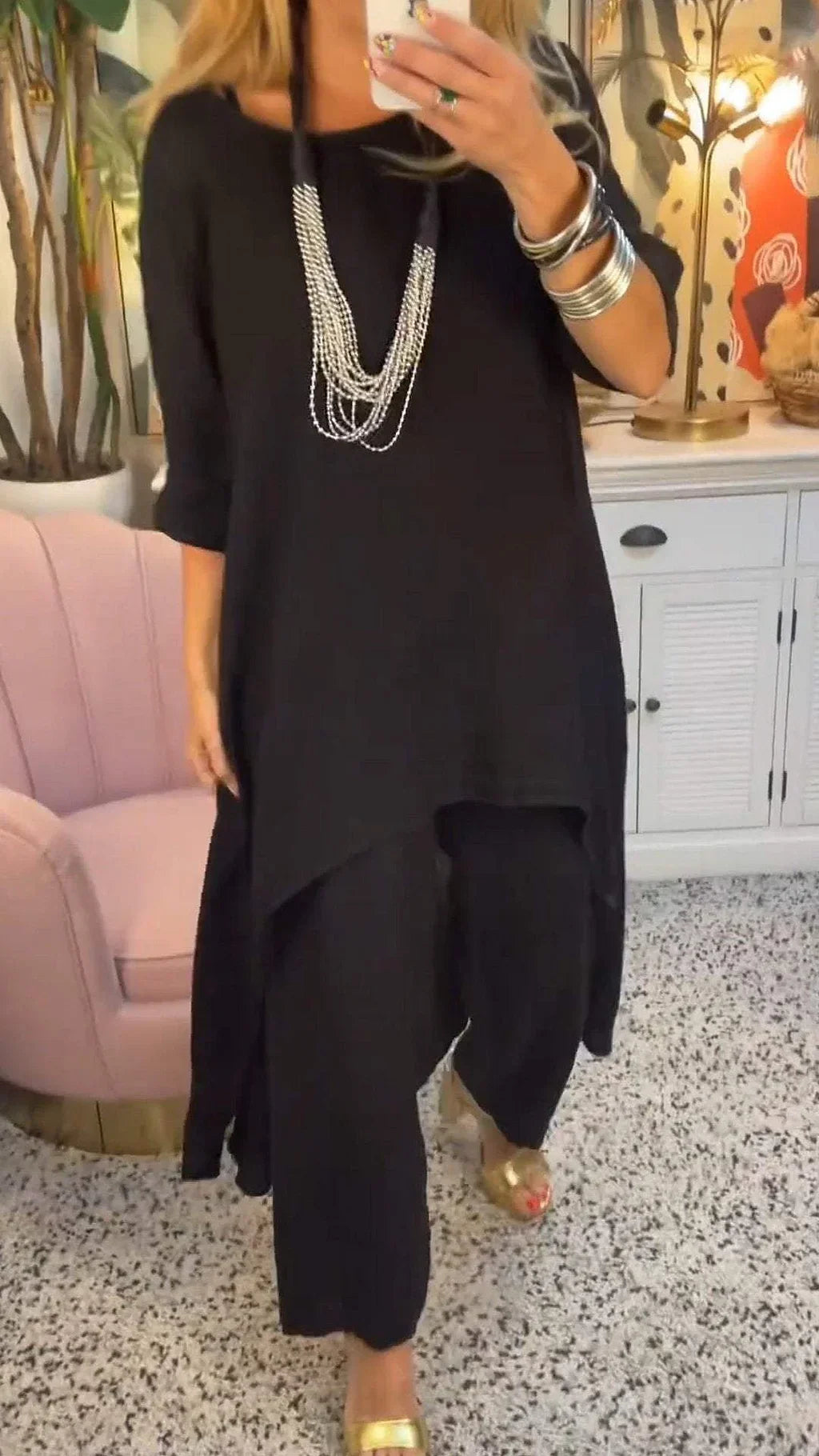 Maryla | Two Piece Asymmetric Tunic Trouser Set