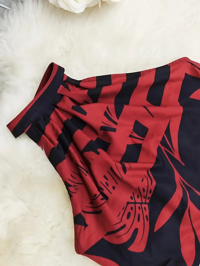Zirina | Tropical Print Halter Two Piece Set
