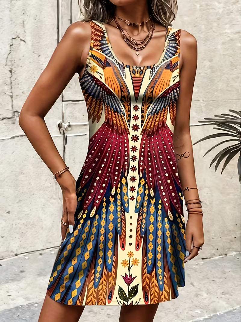 Sajila | Sleeveless Printed Scoop Neck Mini Dress
