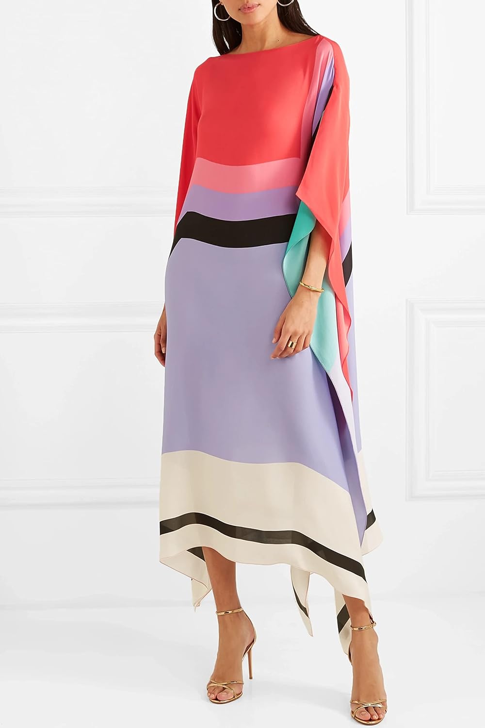 Shraddha | Striped Patchwork Kaftan Midi Dress