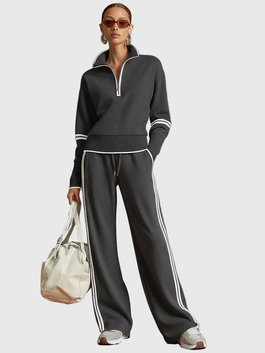 Minrada | Zip Neck Knitted Lounge Set