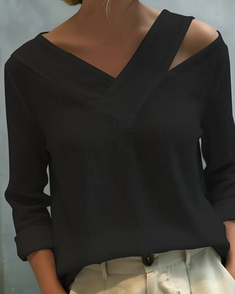 Makeeta | Cold Shoulder Linen Womens Blouse