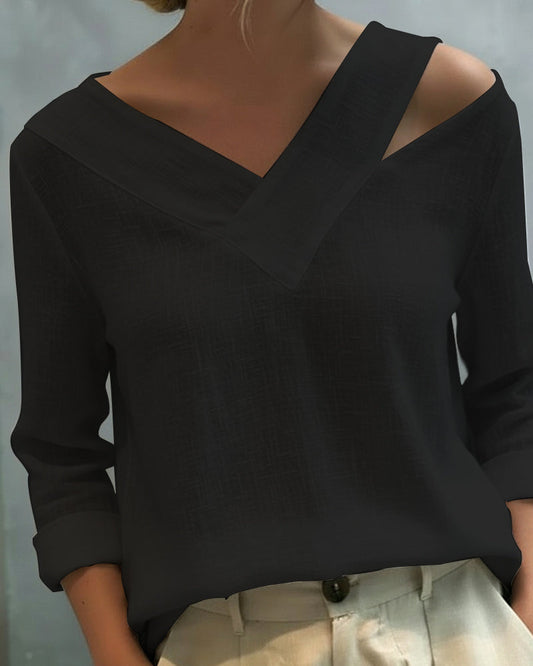 Makeeta | Cold Shoulder Linen Womens Blouse