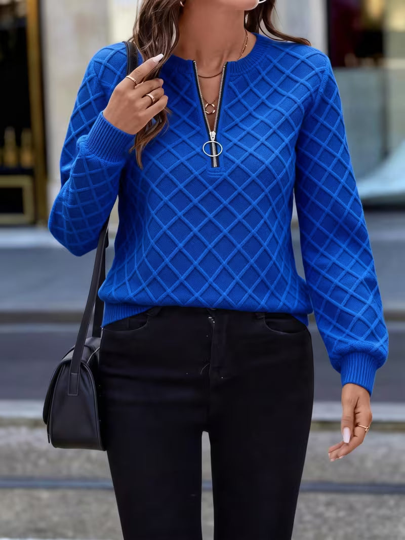 Juliet | Sweatshirt Long Sleeve Textured Quarter Zip Neck