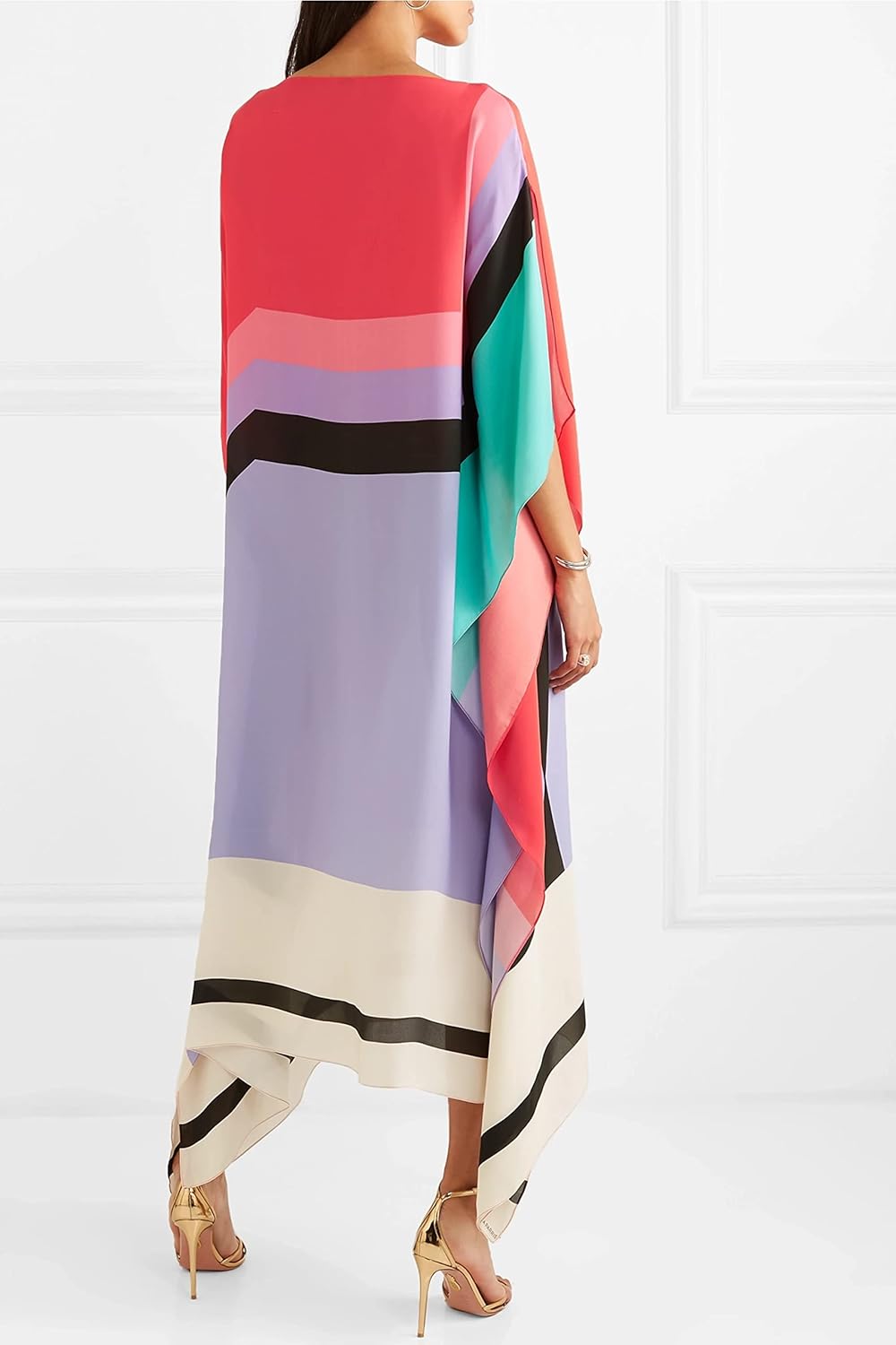Shraddha | Striped Patchwork Kaftan Midi Dress