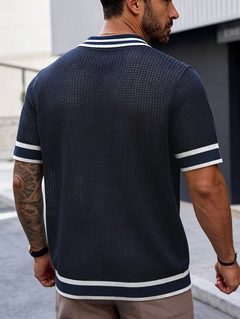 Walt | Knitted Short Sleeve Button Polo Shirt