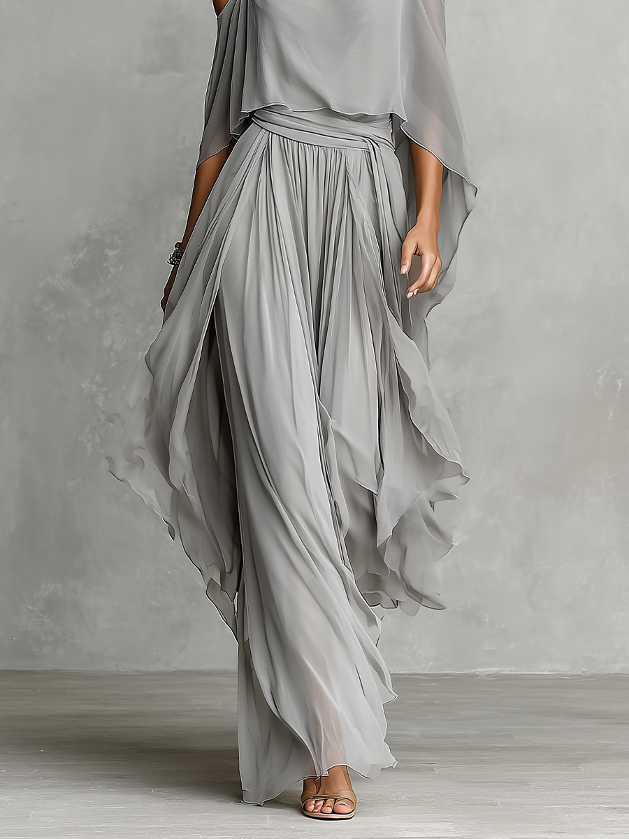 Roneeta | Chiffon Cold Shoulder Maxi Skirt Co-ord