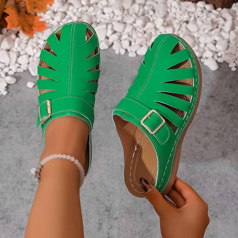 Alvena | Closed Toe Cutout Sandals with Buckle
