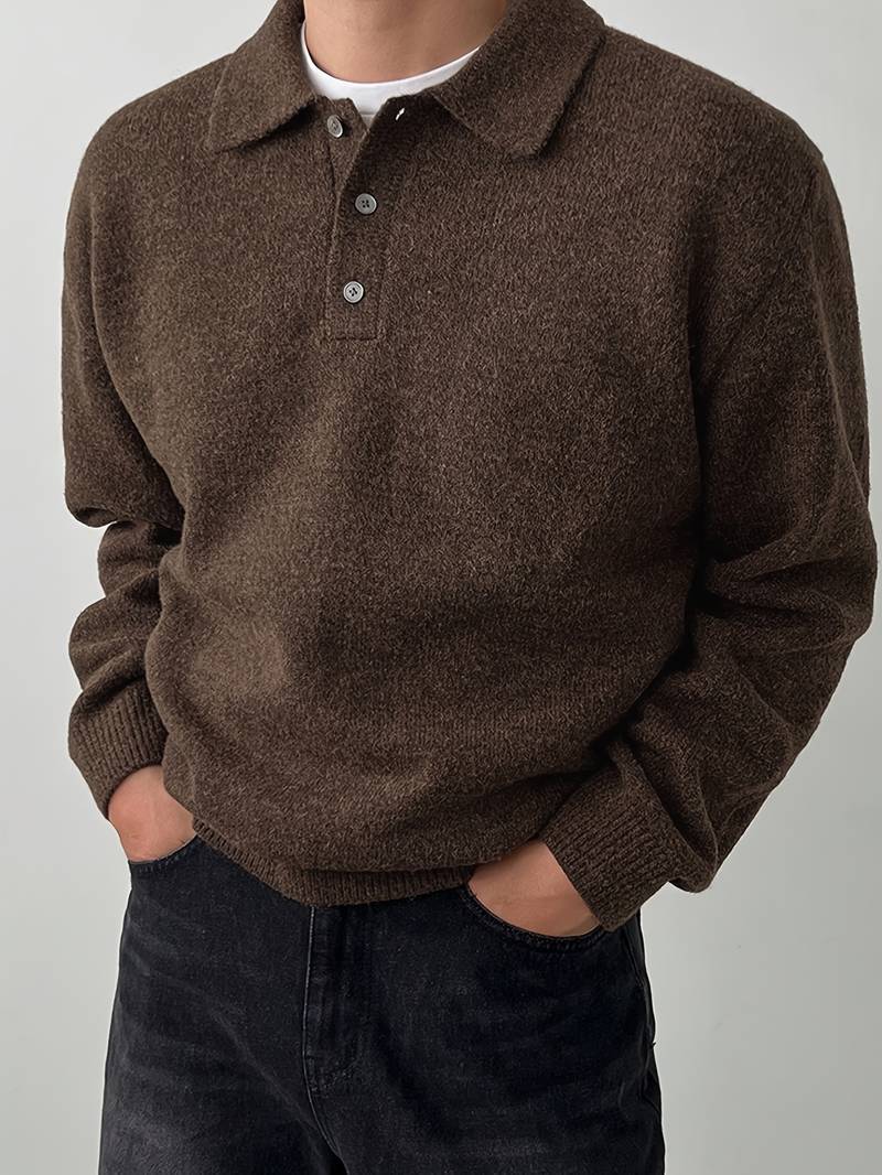 Eliran | Long Sleeve Textured Knit Polo Top