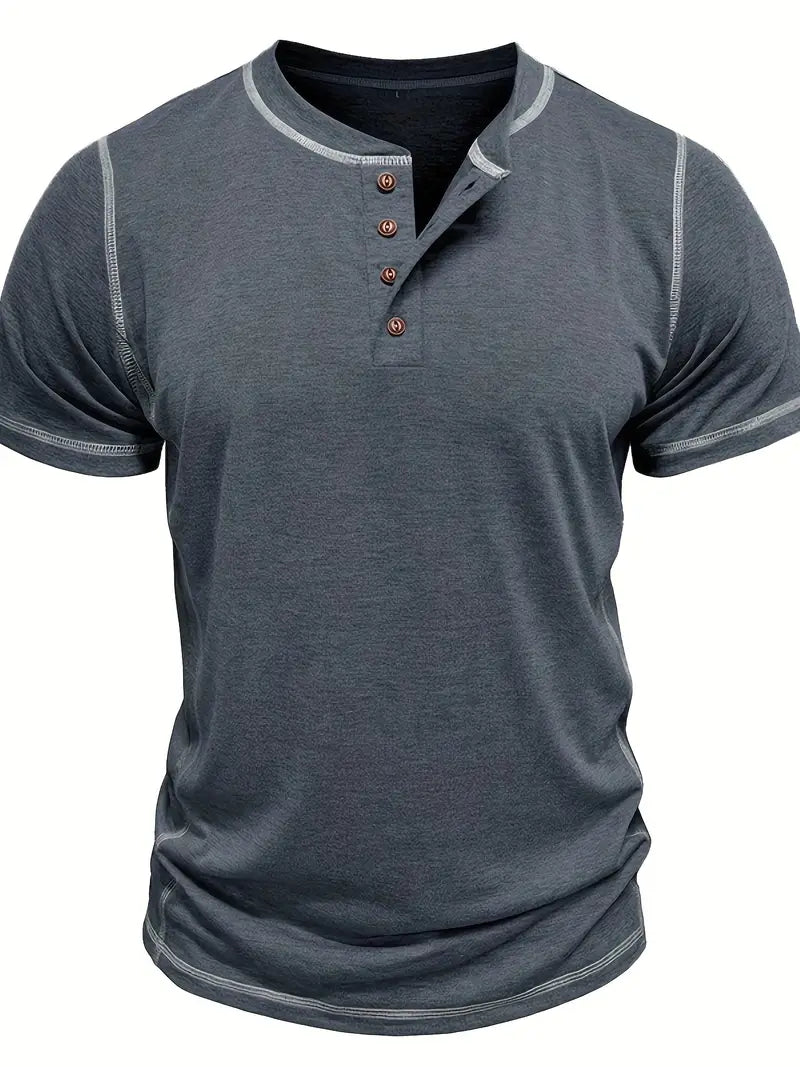 Orazio | Short Sleeve Henley Neck T-Shirt