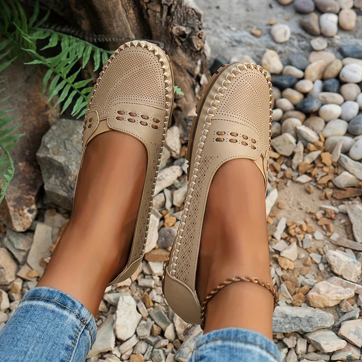Gerdien | Brown Slip-On Perforated Loafers