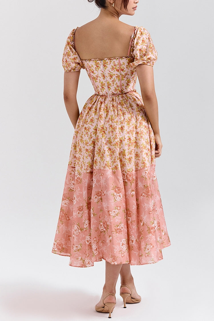 Mellie | Floral Puff Sleeve Midi Dress