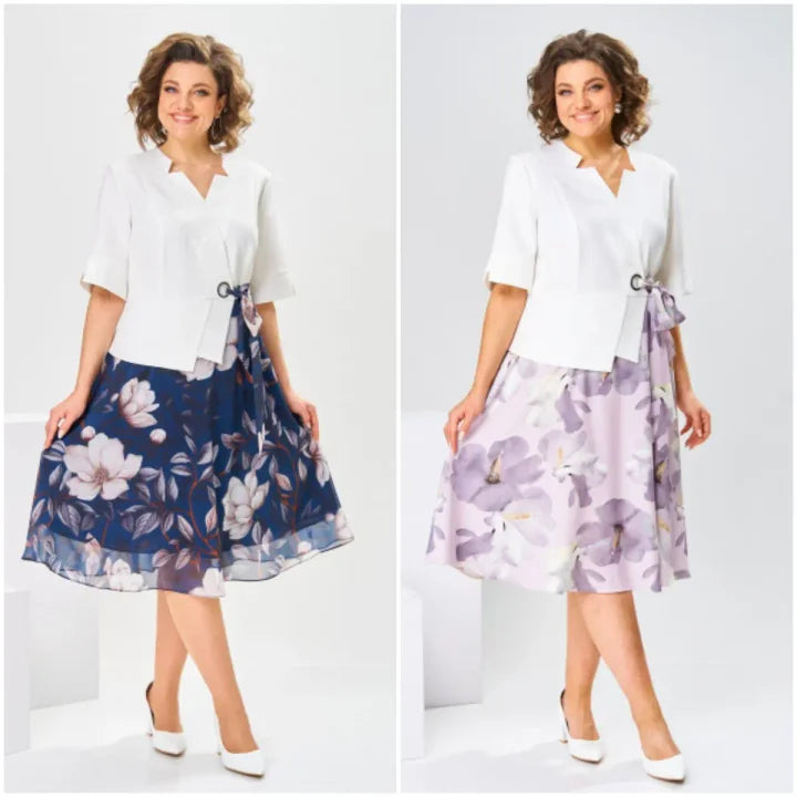 Barnes | Floral Midi Dress With White Jacket