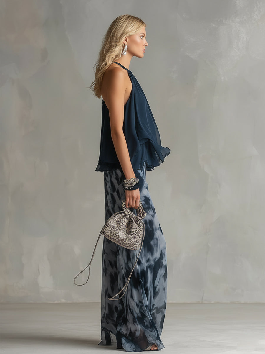 Shylla | Halter Ruffle Wide Leg Jumpsuit