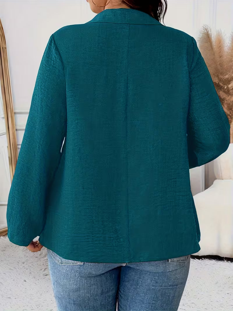 Noyelle | Long Sleeve Collared Pleated Blouse