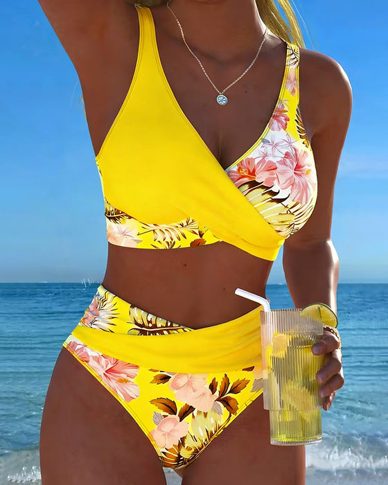 Killiane | Floral Wrap High Waist Bikini Set
