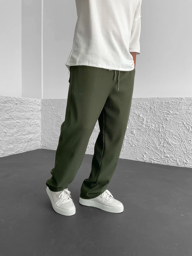 Eliezer | Relaxed Fit Ribbed Drawstring Trousers