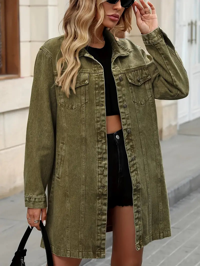 Tacie | Denim Long Sleeve Button Front Jacket