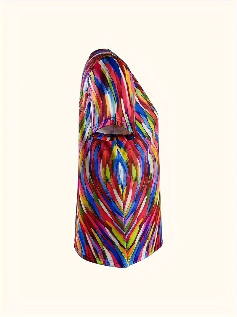 Vidumini | Abstract Print Short Sleeve Scoop Neck Top