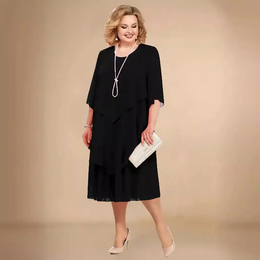 Enedina | Layered Chiffon Style Midi Dress