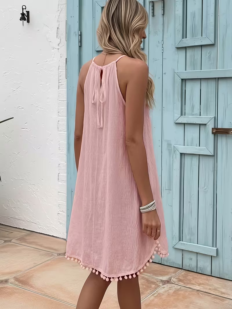 Shiena | Sleeveless Crochet Halter Beach Cover-Up