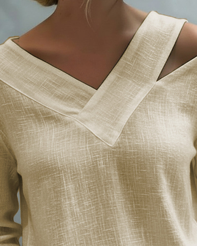 Makeeta | Cold Shoulder Linen Womens Blouse
