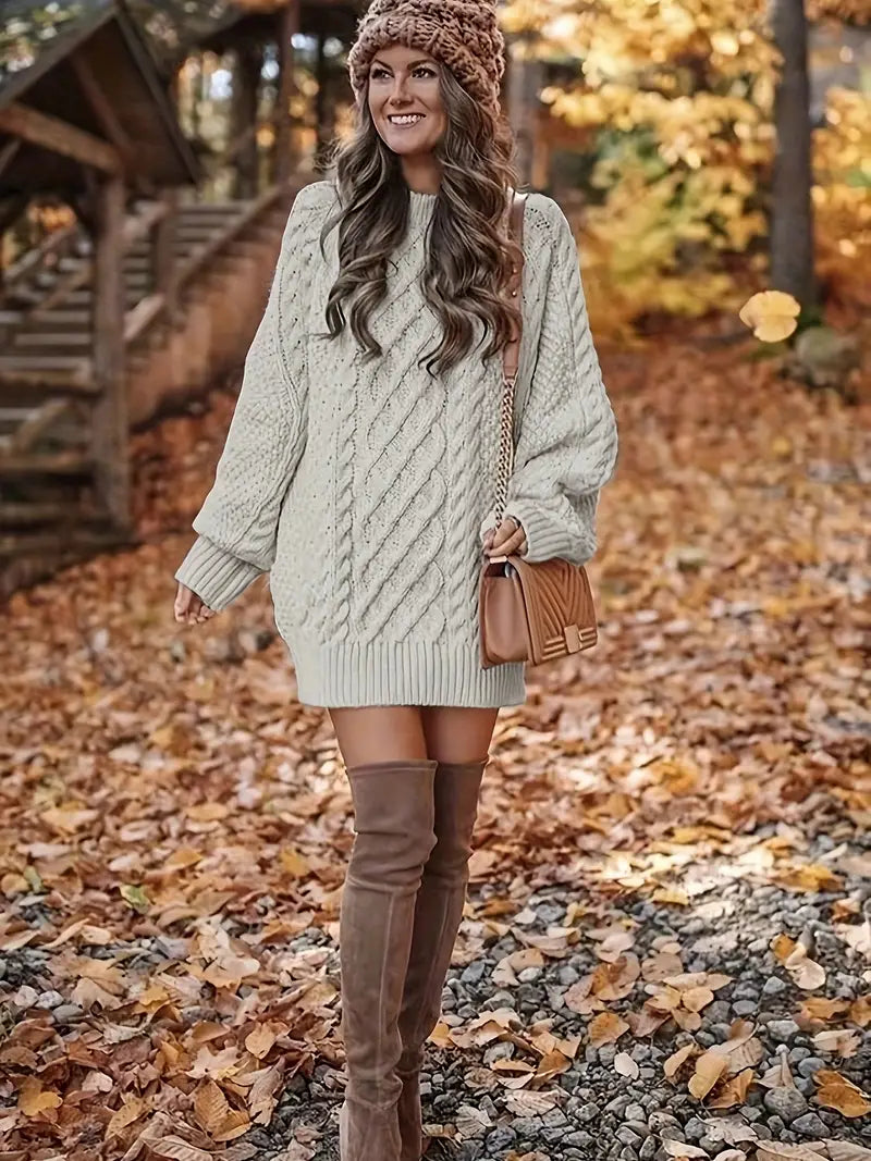 Joelle | Cable Knit Long Sleeve Jumper Dress