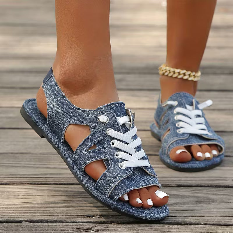 Samyn - Open Toe Lace Up Sandals