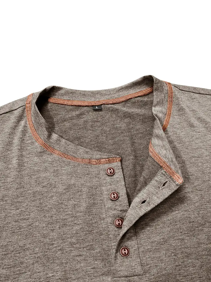 Orazio | Short Sleeve Henley Neck T-Shirt