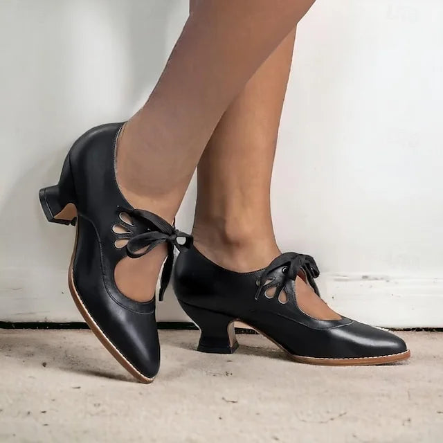 Zydrune | Cut Out Block Heel Court Shoes
