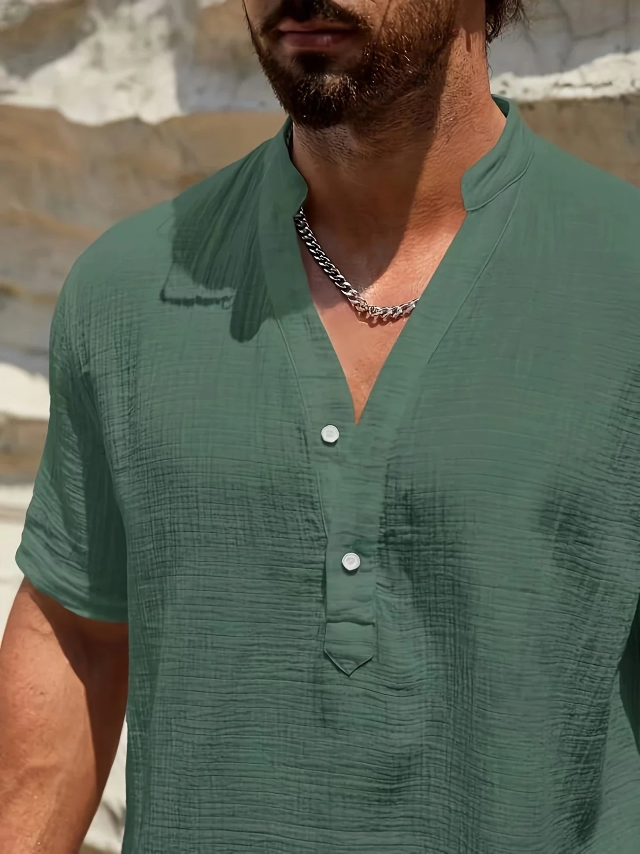 Sancho | Short Sleeve Stand Collar Shirt