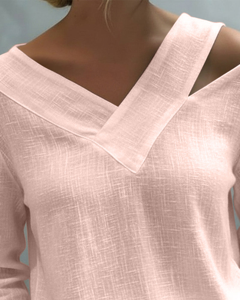 Makeeta | Cold Shoulder Linen Womens Blouse