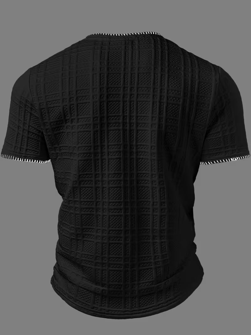 Layton | Henley T-Shirt Textured Short Sleeve Button Neck