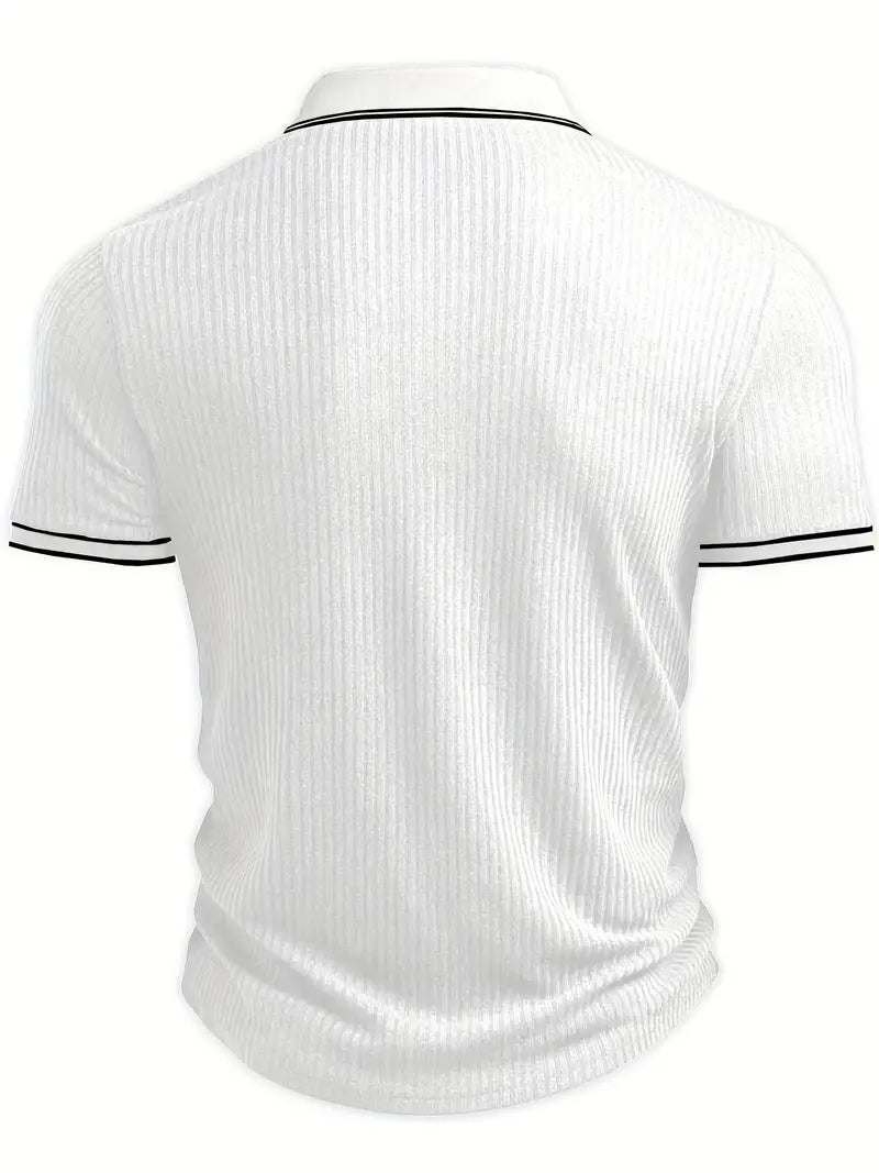 Orestis - Ribbed Short Sleeve Contrast Polo Shirt