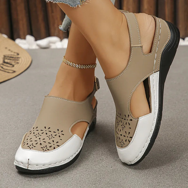 Anesa | Slingback Cut-Out Wedge Comfort Sandals