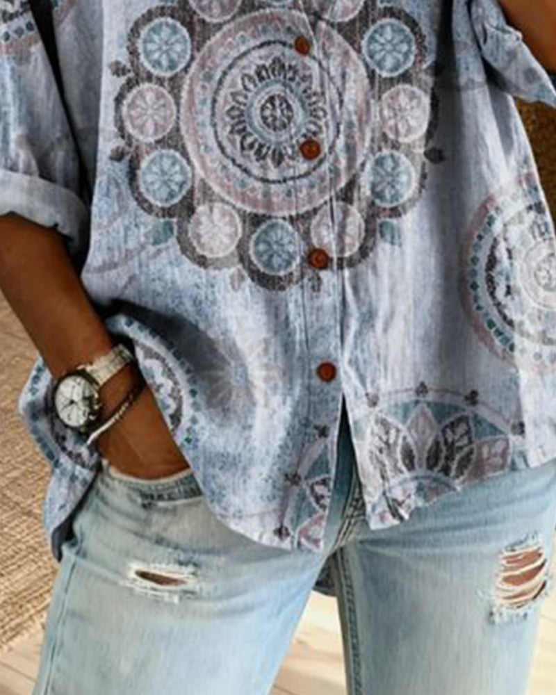 Nirita - Mandala Print Button Front Shirt