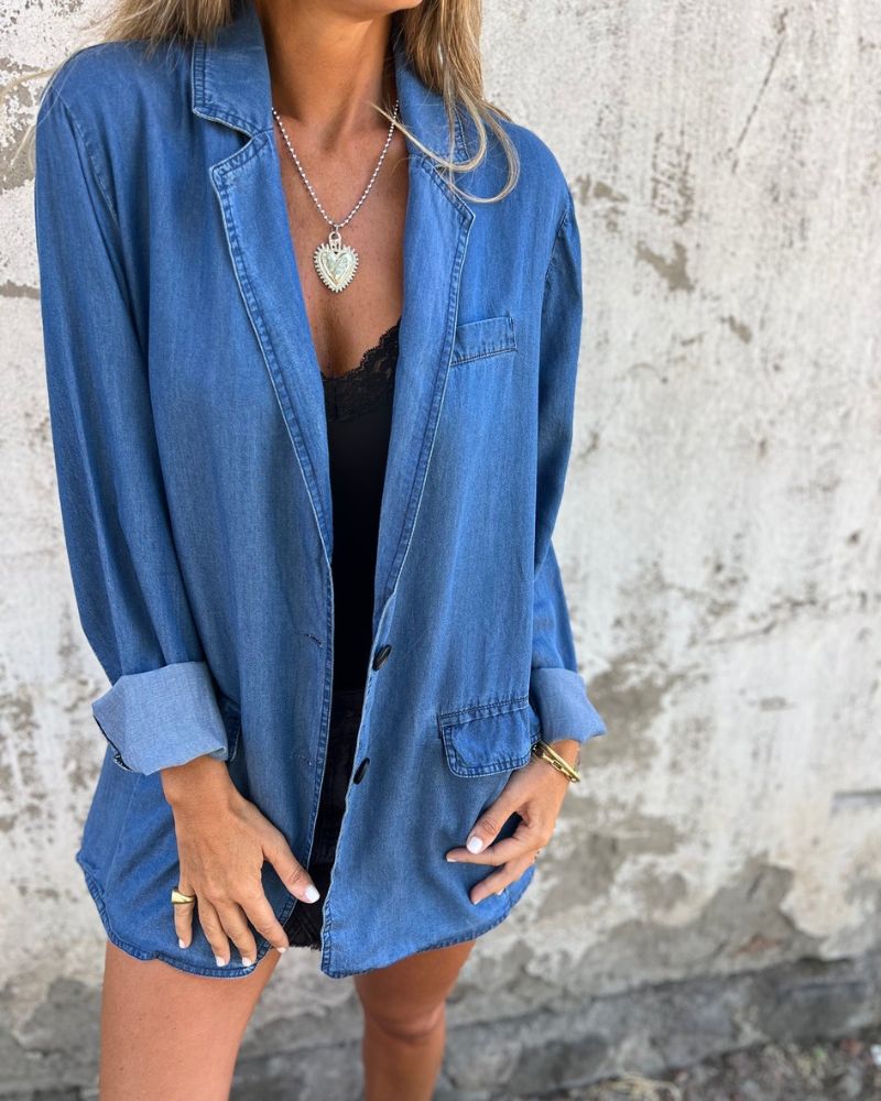Romilda | Oversized Denim Style Long Sleeve Jacket