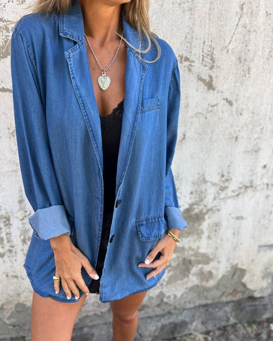 Romilda | Oversized Denim Style Long Sleeve Jacket