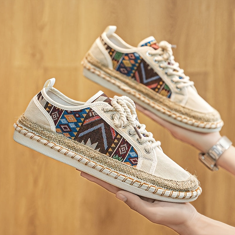 Malek | Espadrille Lace-Up Pattern Trainers