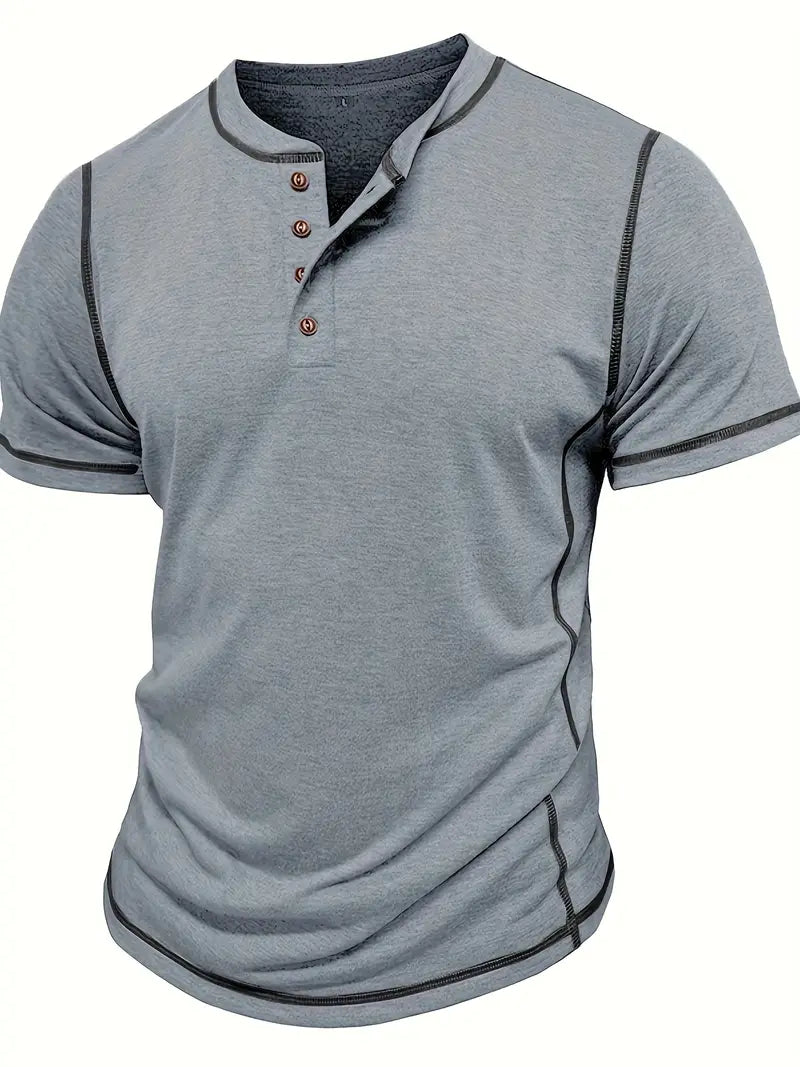 Orazio | Short Sleeve Henley Neck T-Shirt